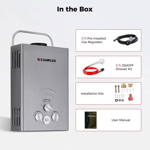 Portable Propane Water Heater For Camping With 41,000 BTU And 1.58 GPM Flow, Lightweight 13 Lb Tankless Outdoor Shower Heater In Box Items