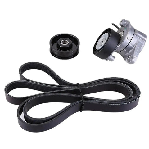 Essential Timing Belt Tensioner Pulley Kit For Benz W221 W164 W211 W203 C300 C350 E350 ML350 M272 06-11 Model With A2722000270 Part That Knocks It Out Of The Park And Keeps Your Engine Running Smooth Like A Pro Install. Black belt and pulleys.