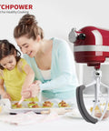 Flex Edge Beater For 6-Quart KitchenAid Bowl-Lift Stand Mixers shown with red mixer in kitchen