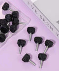24 Pack M4 X 15mm Threaded Knurled Thumb Screws For VESA Monitor Mounts Carbon Steel With ABS Grip on a purple surface
