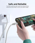 iPhone Lightning charging cable, nylon braided, 10 ft, white/gray, Apple MFi certified
