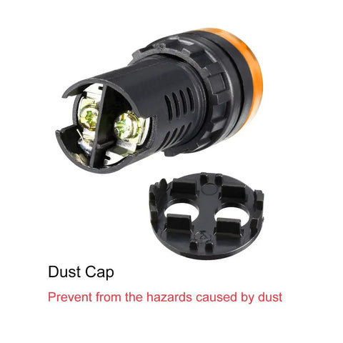 Five Pack Yellow Indicator Lights With Buzzer, 12V AC DC, 22Mm Panel Mount Flasher Alarm shown with dust cap