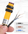 Through Beam Photoelectric Sensor Kit 5m Detection M18 NPN NO wires visible for connection