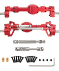 Beefed Up Front And Rear Axle Drive Shafts Kit For 1/10 RC Car With Hardened Steel Universal Joint, High Torque 4x4 Upgrade Parts, Ball Bearing Cross Pins, Durable Spare Modifications, red axle shafts with hardware
