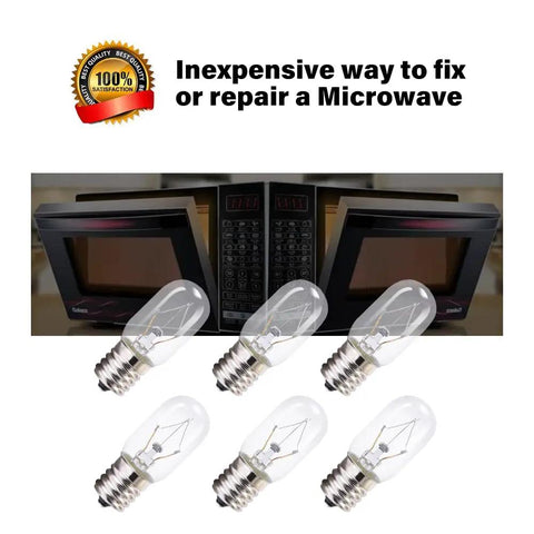 Six Pack 125V 25W Microwave Light Bulbs T8 E17 Base Clear Glass Replacement for Oven and Microwave Parts