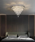 Crystal Chandelier LED Ceiling Light 19.6 Inch Flush Mount for Living Room Bedroom Kitchen Dining Room Modern Sparkle Fixture