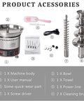Heavy Duty Electric Chocolate Fountain Machine With Four Tiers For Quick Smooth Flow parts including bowl, manual, and stainless steel components.