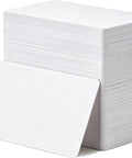 Top Shelf Blank Pvc Id Badge Cards For Card Printers Cr80 Standard White Stock 30 Mil Thick 1000 Pack Ready To Roll stacked in a pile.