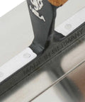 Close-up of Premium Superflex Finishing Trowel 11 By 4.3 Inches With Cork Handle BiKo Grip, German Made Quality blade engraving.