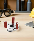 Solid Build Aluminum Alloy Smoke Sensor Removal Tool Kit For Home And Office Fire Safety Maintenance Gear Transducer Head Swap Upgrade Hassle Free Install on workbench with glasses and tools.