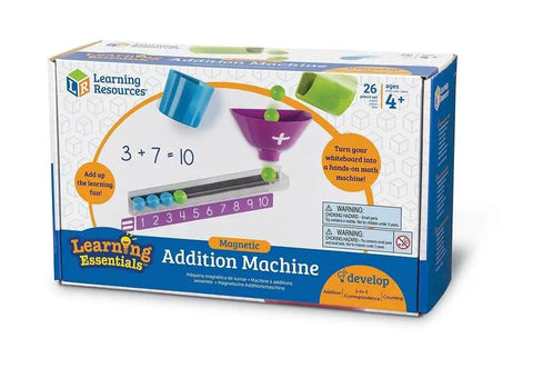Totally Kid Approved Magnetic Addition Machine And Math Game featuring drop balls and cups for preschool counting fun.