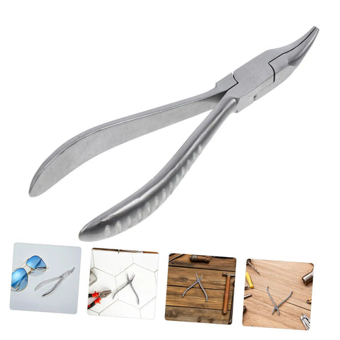 Stainless Steel Eyeglasses Repair Tool With Angled Pliers For Adjusting Frames, durable tool for versatile eyewear fixes.