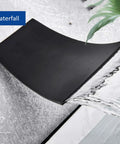Close-up of UMJIGF Shower System Wall Mounted Concealed Shower Faucet Set multifunction matte black waterfall tub spout.
