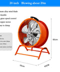 Built Like A Tank 20 Inch Heavy Duty Industrial Floor Fan With Oscillating Head pumping raw high velocity airflow, aluminum alloy wind blade.