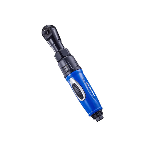 Hella Tough Pneumatic Shop Beast Featuring One Half Inch Five Speed Impact Wrench And Three Eighth Inch Ratchet With Free Lube And Quick Connect Adapter For Weekend Warrior Builds, blue ratchet tool, 3/8 inch drive.