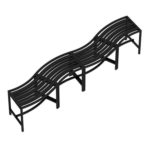 Curved Fire Pit Bench Set Of 4 Outdoor Metal Benches Waterproof Backless Steel Seats For Garden Patio Porch Yard