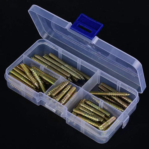 Pro Grade 80 Pcs Dowel Screws Set M5 Double Ended Hanger Bolts Zinc Plated Iron For Furniture Assembly And Repairs Multi Size Kit