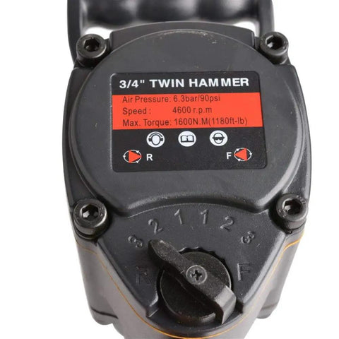 Badass High Output Pneumatic Impact Wrench With Three Sixty Swivel Joint And Three Quarter Socket Drive Interface For Tight Spaces And Quick Bolt Removal Tasks