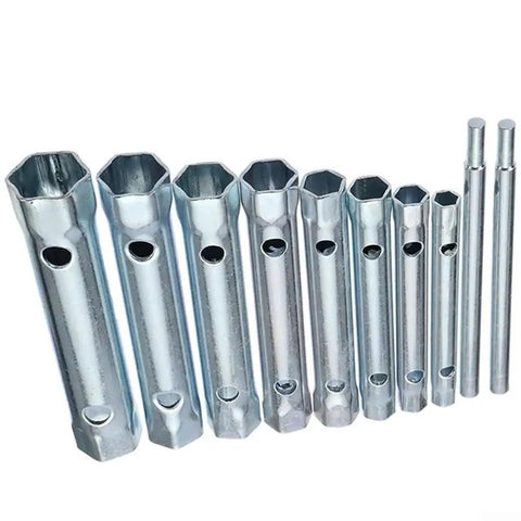 Metric Tube Spanner Set With Hollow Socket Wrenches, 6-22mm Double Ended Carbon Steel Box Spanners arranged in size order