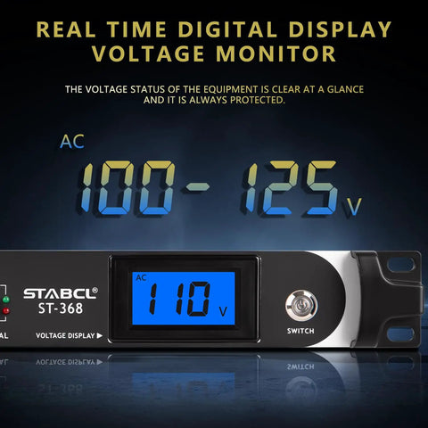 Digital voltage monitor display showing 110V for Tough As Nails 10 Socket Power Conditioner Surge Sequencer.