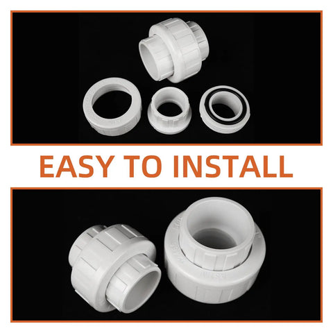 Twenty Pack Three Quarter Inch PVC Union Fittings Socket To Socket Slip Union Connector For Schedule 40 PVC Pipe installation view