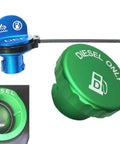 Dodge Ram 2019 To 2025 Green Aluminum Magnetic Diesel Fuel Cap With DEF Cap Magnetic Fuel Tank Cap With Built In Magnet