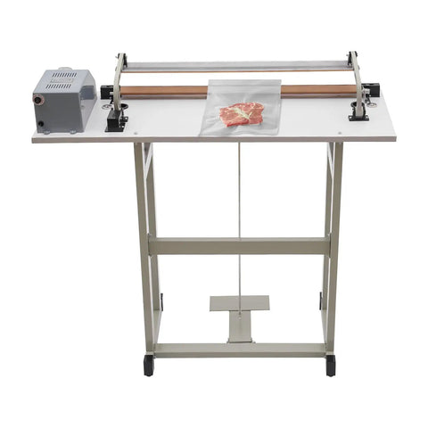 Heavy Duty Foot Pedal Heat Sealer Bag Machine For Industrial Shop With 850W Power And Quick Timer Control Grippy Base Pads Easy To Use with meat bag on table