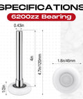Specifications of 24 Pack Nylon Garage Door Rollers 2 Inch With Double Seal Cap Plus 4 Inch Stem Quiet Smooth Replacement Bearings 6200 ZZ Double Seal Precision White High Quality