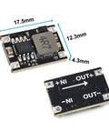 Five Pack 5V Buck Converter Module Kit 5V Regulator Board From 5 To 30V In 1.8A High Current Low Ripple Dope Compact Power Module For Arduino ESP32 And DIY Electronics Projects, showing two modules with dimensions.