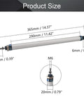 Dimensions diagram of Compact MAL16 x 250 Double Acting Aluminum Pneumatic Cylinder With 16mm Bore And 250mm Stroke M5 Single Rod