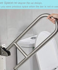 Flip Up Toilet Grab Bar 31.5 Inch Stainless Steel Wall Mounted Safety Bar for Bathroom Use, anti-rust, supporting up to 350lbs
