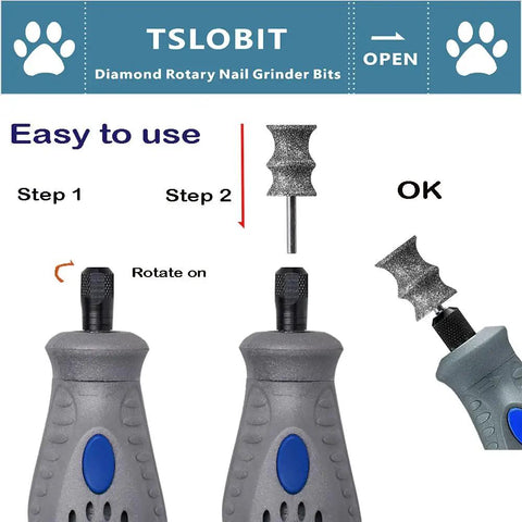 Diamond Dog Nail Grinder Bits Attachment One Eighth Inch Diamond Wheel For Rotary Tool Pet Nail Care Large Size