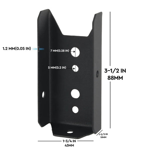 24 Pack Beefy Galvanized Black Fence Brackets For Wood 2x4 Carbon Steel Fence Bracket Repair Kit with dimensions
