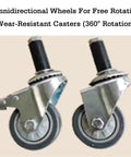Omnidirectional wheels for Heavy Duty Mobile Cable Rack For Desk Wire Organization Featuring Adjustable Coil Spacing, 360° rotation.