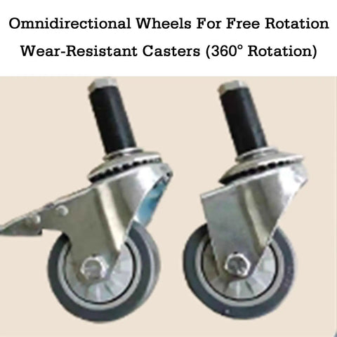 Omnidirectional wheels for Heavy Duty Mobile Cable Rack For Desk Wire Organization Featuring Adjustable Coil Spacing, 360° rotation.
