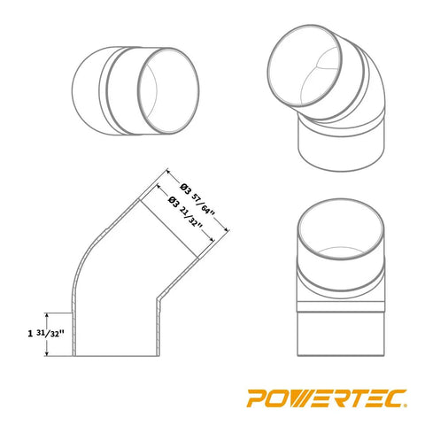 Pawertc 4 In Dust Collection Fittings Kit With Connectors Patented Blast Gates And Stainless Steel Hose Clamps For 3 Machine Setup Woodworking Extraction System Easy To Use elbow fitting dimensions diagram.