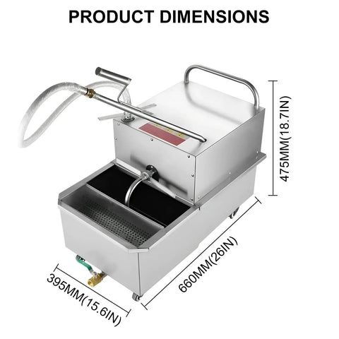 XIVUIFOI Commercial Deep Fryer Oil Filter Machine Stainless Steel Mobile Filtration System dimensions shown with measurements