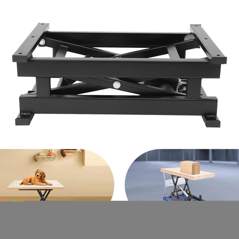 Heavy Duty Electric Lift Table With 250 Lb Capacity Single Scissor Design Foldable Hydraulic Platform side view with adjustable height feature.
