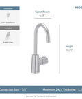 Moen Instant Hot SIP Faucet with Insulated Spout, Spot Resist Stainless, 2-Step Activation and Hands-Free Filling, Requires Tank (Sold Separately), IH7620SRS with installation details