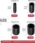 Heavy Duty Black Vinyl End Caps Assortment Kit With 40 Pieces For Multiple Sizes Including Quarter And Half Inch To Protect Furniture Legs And Metal Threads From Scratches While Keeping Your Home Projects Looking Fresh. size chart for black vinyl end caps, 10 pcs each, 3mm to 12mm