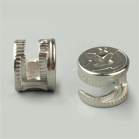 Heavy Duty Furniture Cam Lock Fasteners 100 Piece Set 6mm Male Thread 40mm Long Rust Resistant Alloy Steel Cabinet Bolts For Wardrobe Assembly That Are Built Like A Tank, showcasing metallic cam lock connectors.