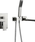 Waterfall Wall Mounted Bathtub Faucet With Hand Shower Swivel Spout 180-Degree Rotation Lead-Free Solid Brass Brushed Nickel Finish