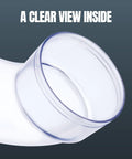 Close-up of a clear 4 Inch ID 90 Degree Dust Collection Elbow With Built In Coupler And Bonus Splice For 4 Inch ID Dust Hose Connector