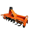 3 Point Rotary Tiller Attachment For Cat 1 Tractors, Single Speed PTO Cultivator With 540 RPM Gearbox, Bright Orange Finish