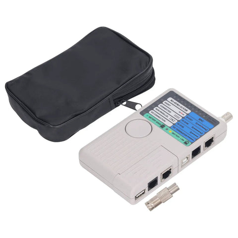 4 In 1 Cable Tester With Quick Response Detachable Modules For Network Telephone BNC USB RJ11 RJ45 And Coaxial Cables Meter Includes BNC Adapter Portable Handheld Tool For Tech Pros, with case