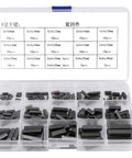 140-piece stainless steel shaft key set, front view in clear plastic case.