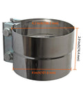 4 Inch Lap Joint Exhaust Band Clamp Set Easy Install Stainless Steel 304 With Zinc Plating side view dimensions visible