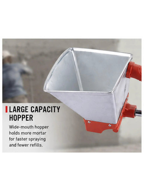Heavy Duty Pneumatic Mortar Sprayer With Four Jet Plaster Hopper Gun and Tough Alloy Tank showing large capacity hopper for efficient mortar spraying.