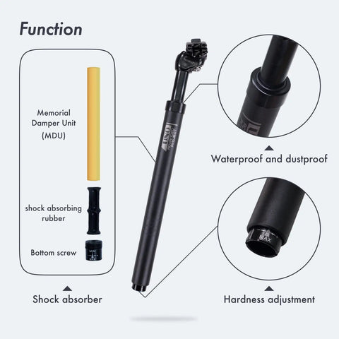 Suspension Seatpost With MDU Rubber Memory Damper For A Cushy Ride 45mm Travel Ultralight Aluminum Body detail schematic