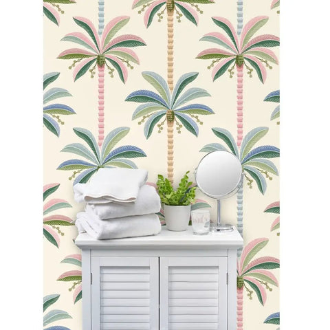 Kickass Midcentury Modern Vinyl Wallpaper With Sleek Leather Texture And Heavy Duty Commercial Grade Durability Custom Printed Just For You To Level Up Any Interior Space Today with palm tree design